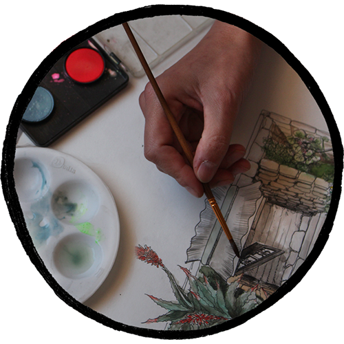 Primer dibujo del jardín